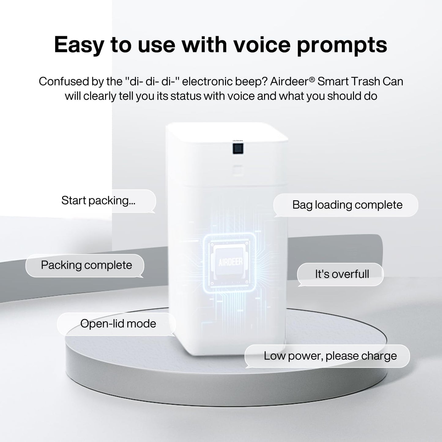 Automatic Trash Can, 3 Gallon Self Sealing and Self-Changing Smart Trash Can, Motion Sensor, Touchless Garbage Can with Lid for Kitchen Bathroom Bedroom Office, 6 Refill Rings(C3, White)