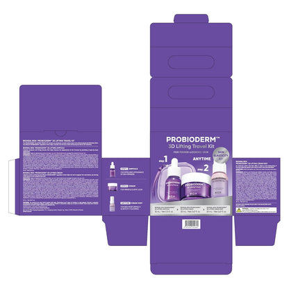 Probioderm 3D Lifting Travel Size Skin Care Kit | Korean Skincare Set for Firming & Hydration, with Ampoule, Face Moisturizer & Serum Spray | Mini Travel Essentials & Gift Set for Women